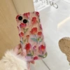 Розовый фон с тюльпанами