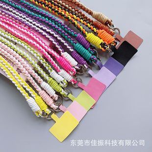 Mobile Phone Lanyard Crossbody Bag Creative Color-Blocking Woven Handmade Phone Case Crossbody Strap Polyester Mobile Phone Lanyard