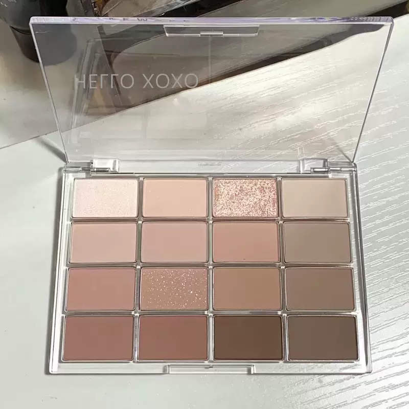 Палетка теней HELLO XOXO 16 цветов, матовая и сияющая, нюдово-розовая гамма