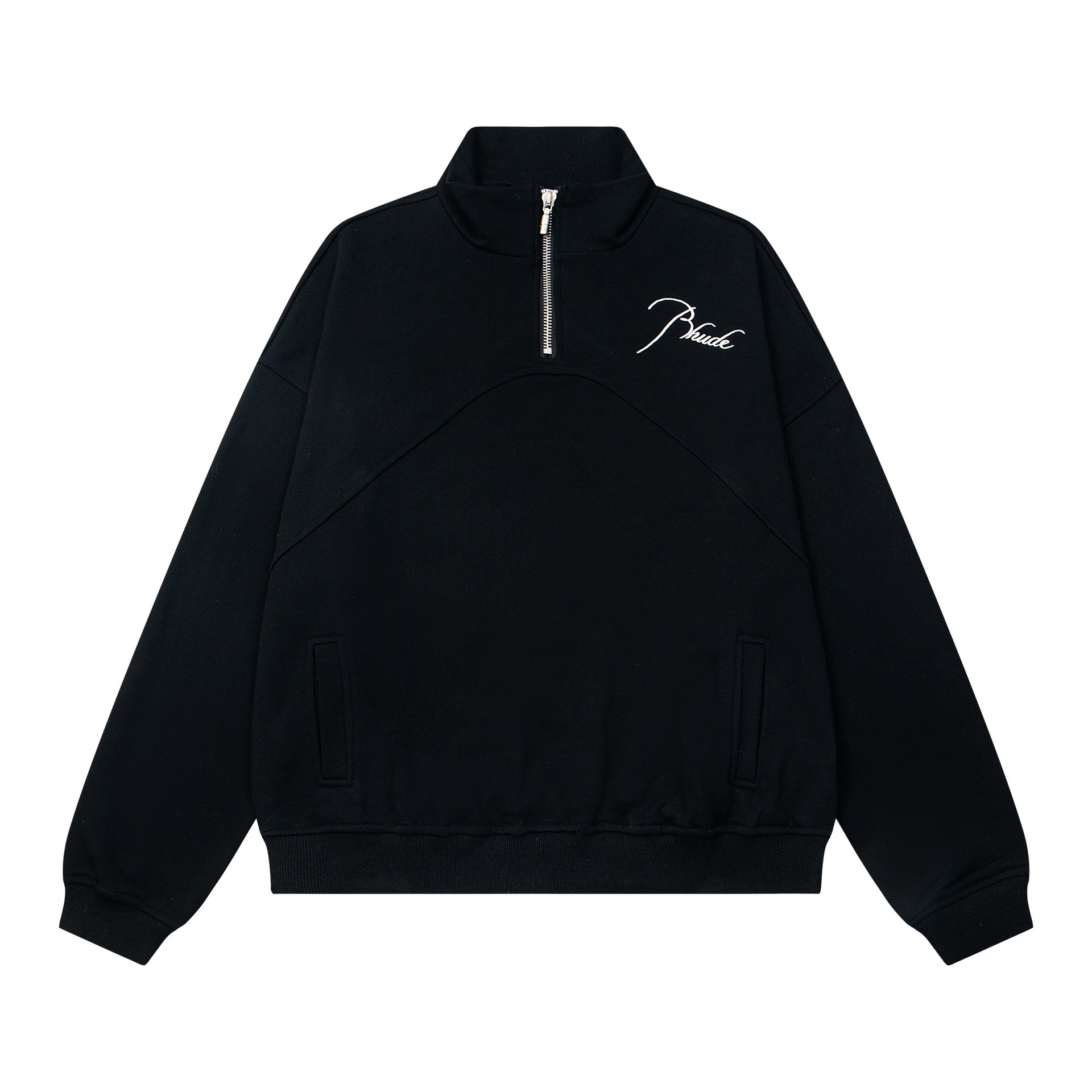 Rhude Sweatshirt Script Logo Quarter-Zip Black