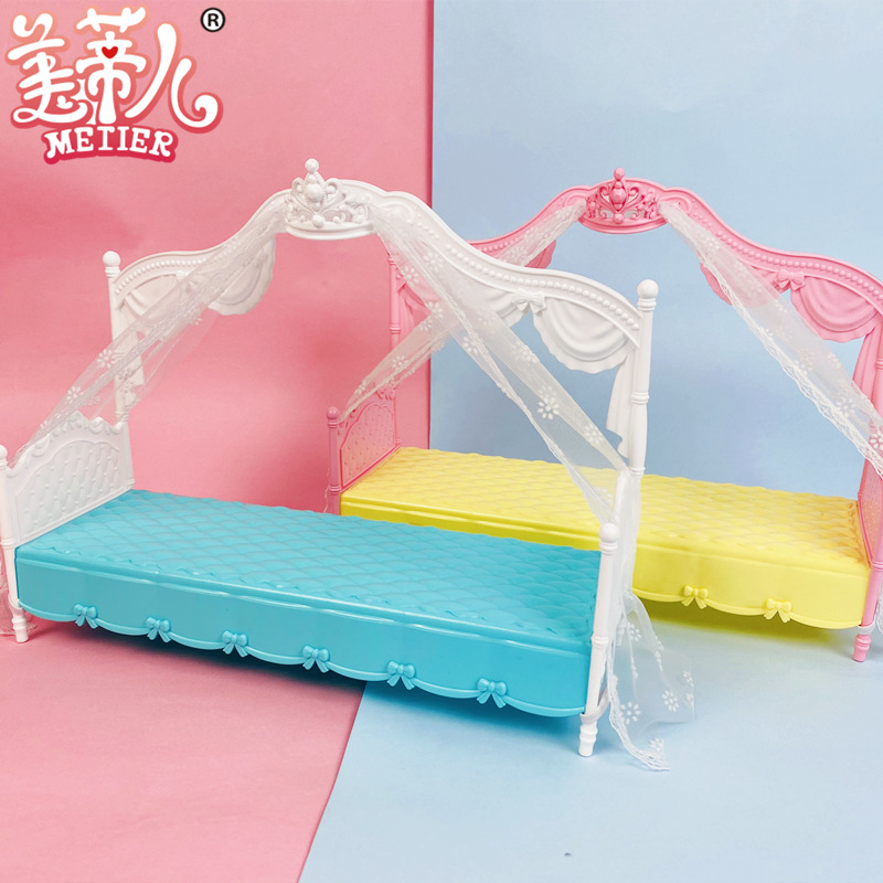 30cm Doll Accessories Barbie Princess Bed Curtain Model Building Blocks Pretend Play Girl Toys Wholesale