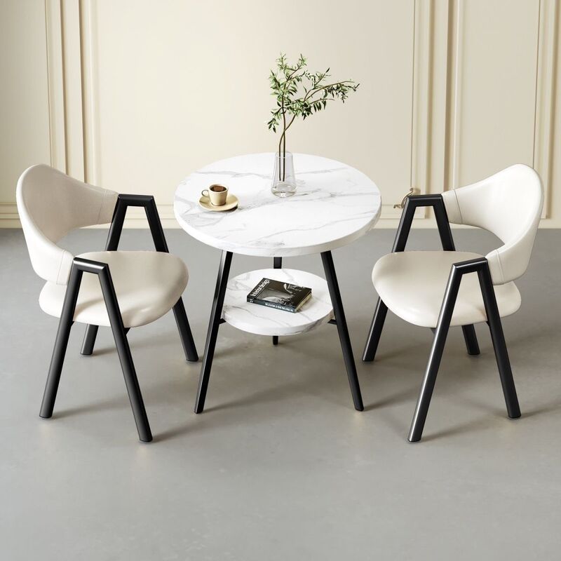 Negotiation Table and Chair Set, Italian Nordic Style, Milk Tea Sales Department, Simple Reception, Leisure, Home Use, Small Apartment, Coffee Round Table