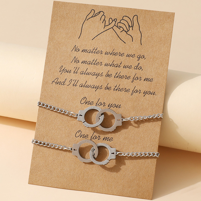 European and American Personality Handcuffs Wax Line Woven Hand Rope Female Ins Niche Couple Friendship Card Bracelet Trendy Cross-border Source