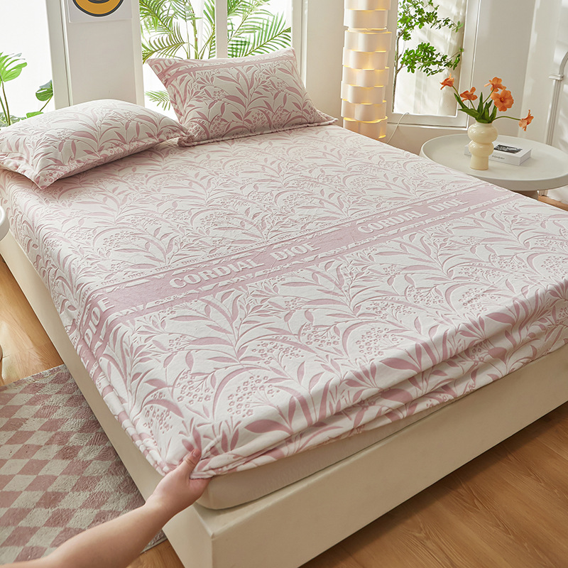 2024 nuevo estilo de terciopelo de leche de terciopelo tallado de color sólido, funda de colchón de funda de colchón