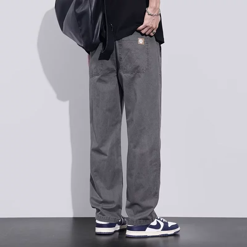 "Colored autumn sports trousers, American style, loose straight fit"