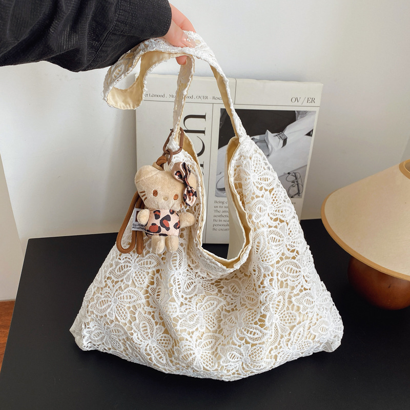 Damen Schultertasche Im Pastoralstil Mit Spitzenbesatz_voghion.com