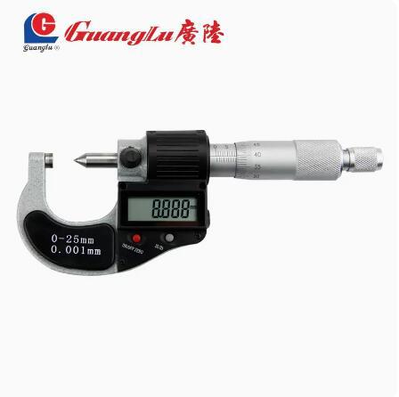 桂林广陆单尖头千分尺0-25/0.001mm电子分厘卡机械式钨钢单尖测头