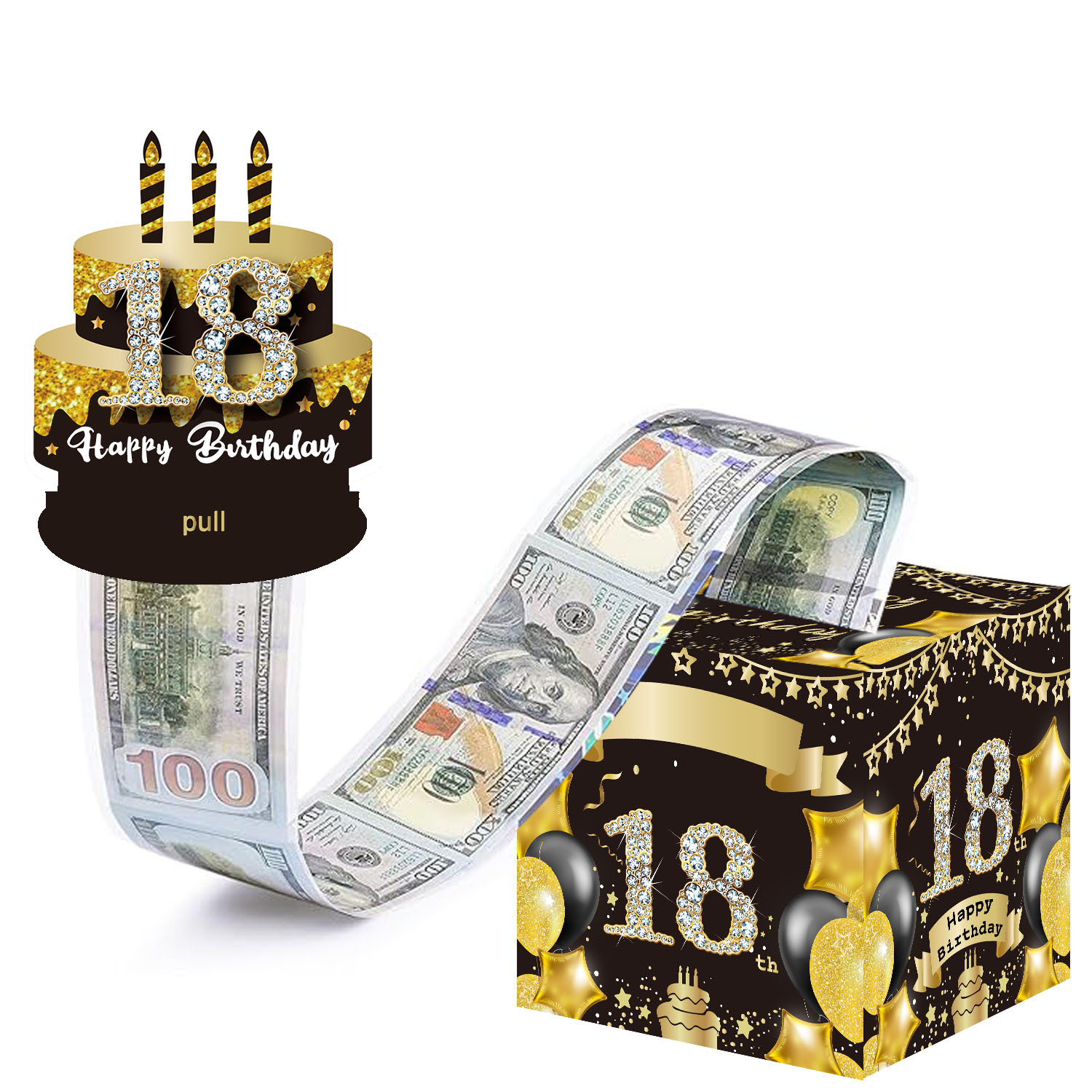 스팟 18세 블랙 앤 골드 케이크 (독점 디자인)