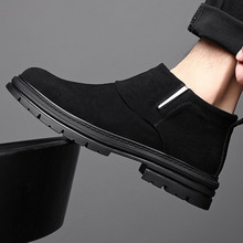 切尔西靴男士马丁靴秋冬季加绒保暖英伦风短靴翻毛皮靴中帮男靴子