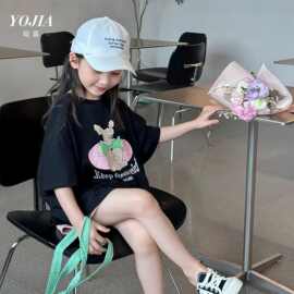 女童夏装短袖T恤2025新款洋气韩版女孩体恤上衣儿童夏季半