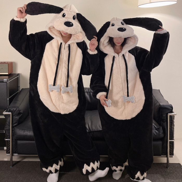 2025 nueva pareja unida hombre pijama de invierno peluche extraño lindo dibujos animados chica ropa de casa conjunto