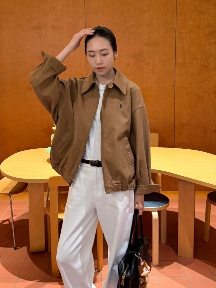 RL Ralph Lauren Pony Logo Women's Spring 2026 Oversized Vintage Combed Cotton Jacket
