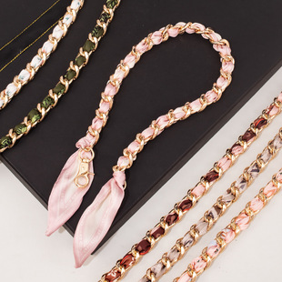 One-Shoulder Replacement Bag Chain Silk Scarf Woven Decorative Bag Strap Metal Bag Chain Long Simple Bag Extension Chain