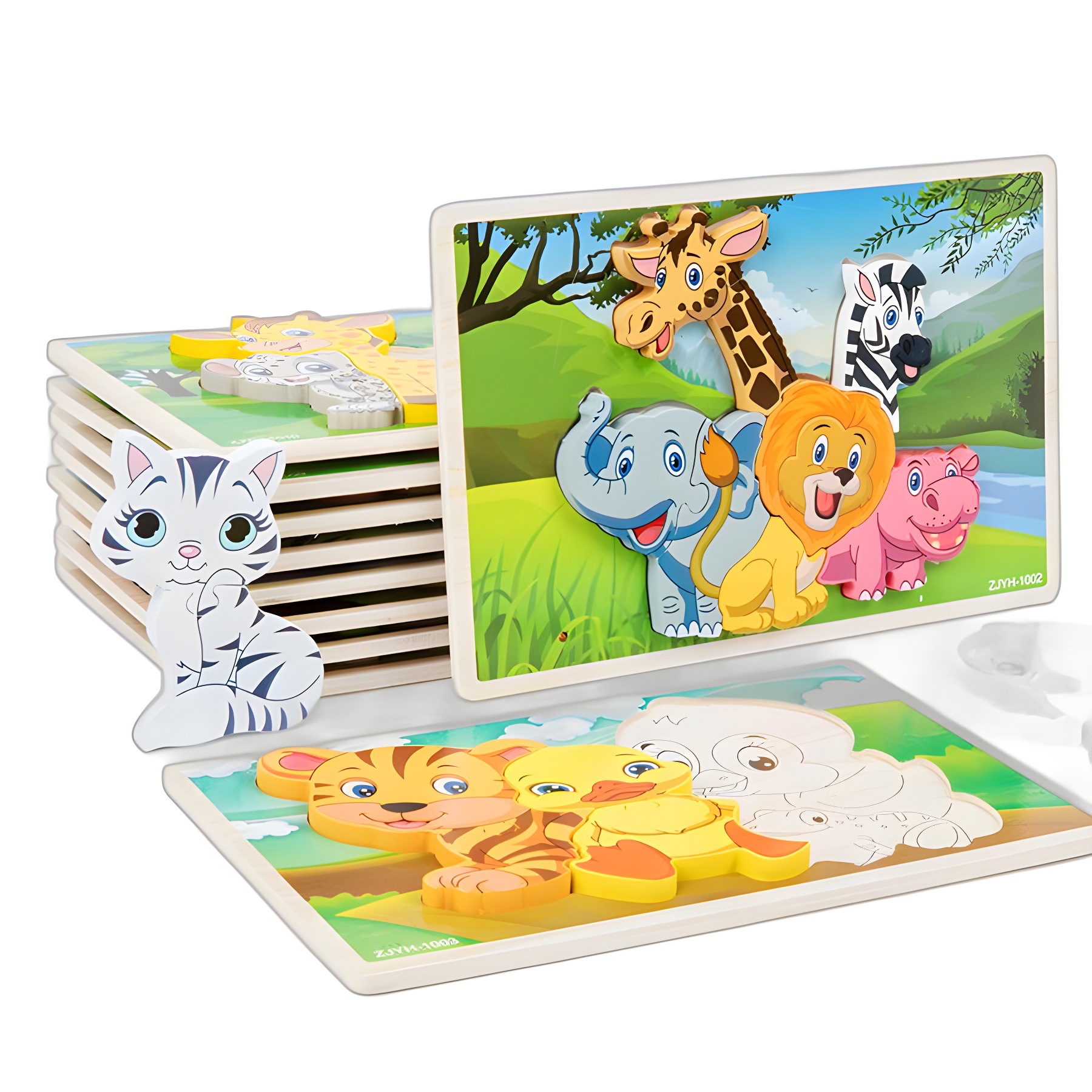 Puzzles de madera tridimensionales bloques de juguetes de construcción para niños 1 1 2 - 3D años y medio 6 niños niñas educación temprana