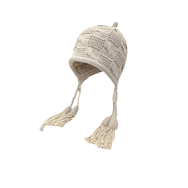 Chapeau japonais en laine pour femmes, doux et mignon, mode polyvalent, visage, petit couvre-chef tissé à la main, chaleur d'hiver, nouvelle collection_voghion.com