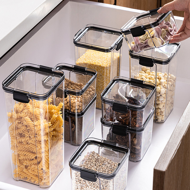 Tanque de sellado granos, especias de cocina, contenedor de almacenamiento de granos, caja de plástico transparente de grado alimenticio, caja de almacenamiento de té de productos secos image 4
