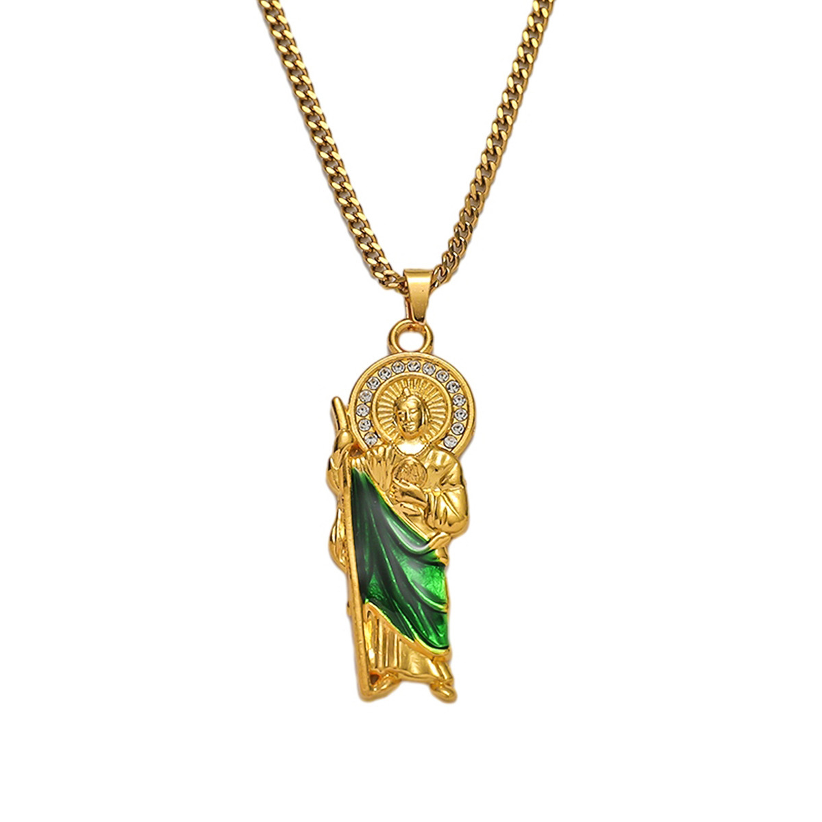 Collar de colgante de San Judas estilo hip-hop religioso – diseño creativo, personalidad, Europa/América image 2