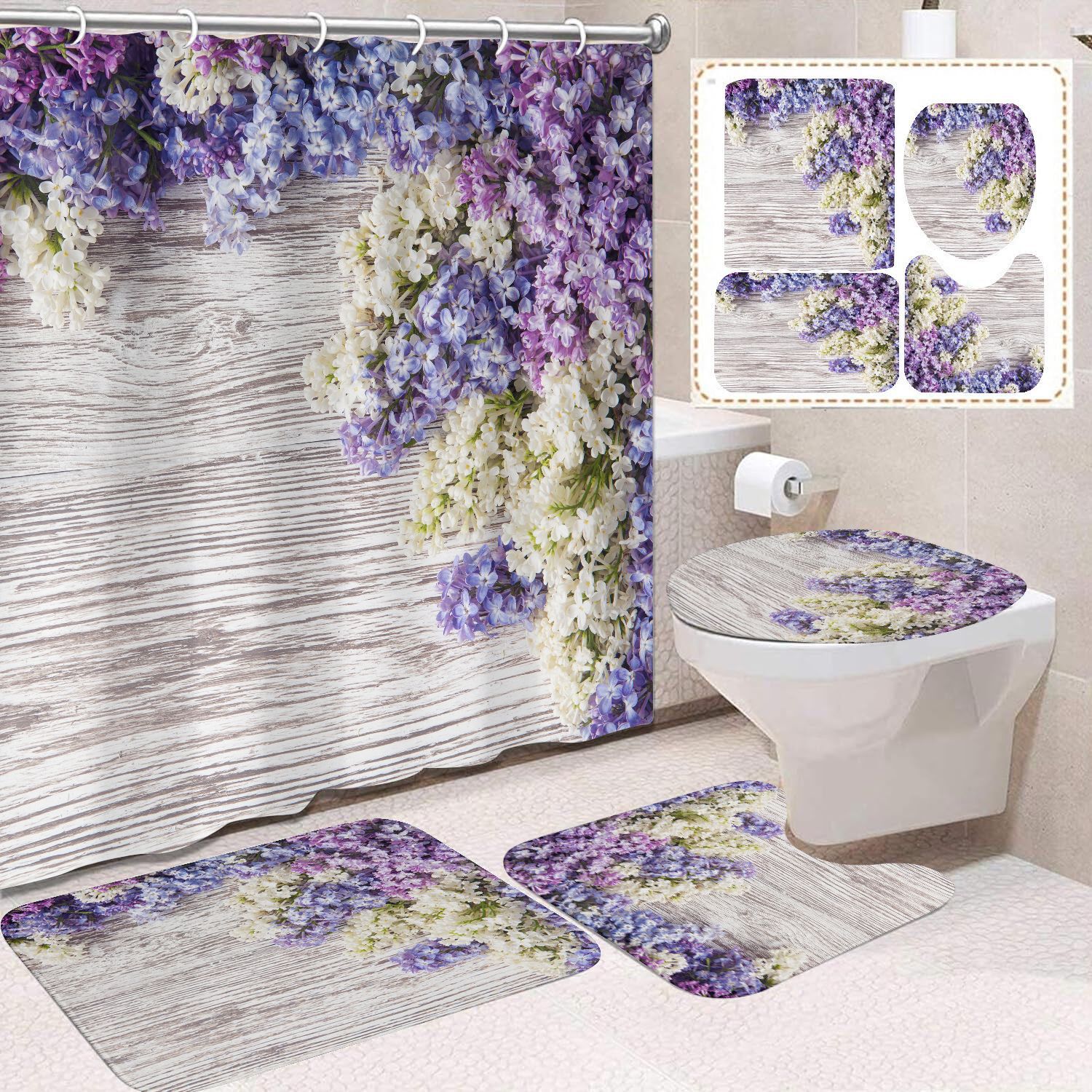 Cortina de ducha de poliéster con estampado digital de animales, impermeable, creativa, para baño, de Amazon, transfronteriza