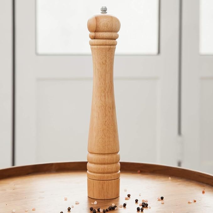 Molinillo de pimienta manual de madera de haya de 12 pulgadas, molinillo de sal gruesa, suministros de cocina y restaurante, polvo de pimienta negra recién molida