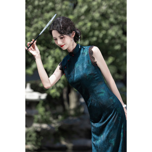 High-End Jacquard Old Shanghai Cheongsam Sleeveless Long Improved Girl Cheongsam 2025 New Cheongsam Retro