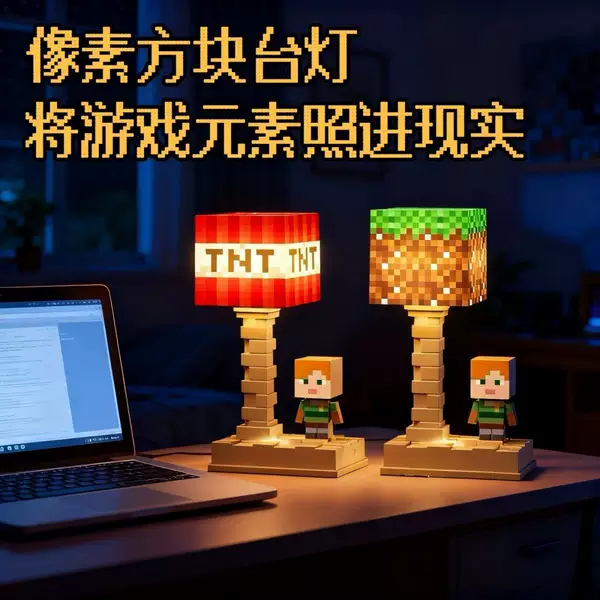 Mc Minecraft Peripheral Bedroom Night Light Glowing Toy for Boys and Children Desktop Decoration Creative Gift Night Light
