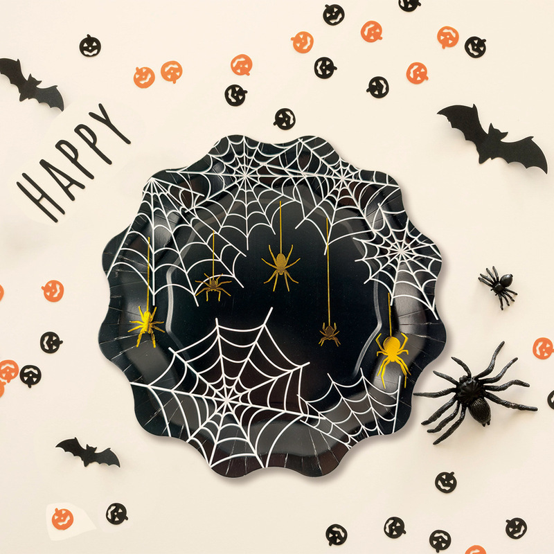 ハロウィン紙皿ディナープレート蜘蛛の巣テーマパーティーペーパー皿使い捨て皿食器パーティーセット|undefined