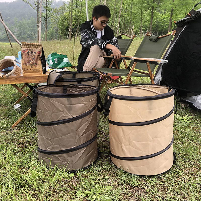 Outdoor traceless camping trash can compressible folding picnic camping garden storage bucket portable trash can
