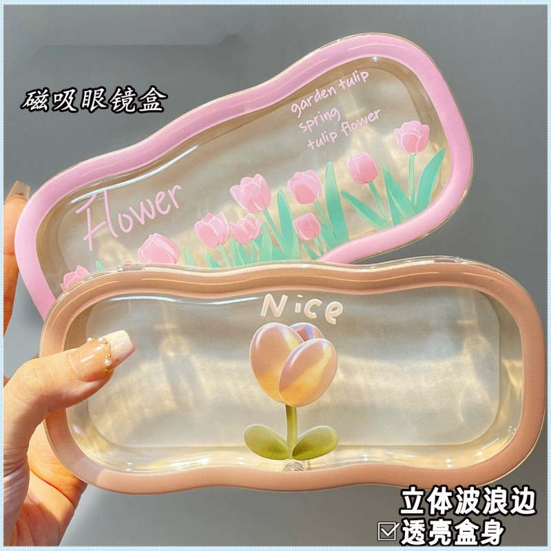 Чехол для очков Fresh Tulip, красивые очки для близорукости, портативные очки для близорукости с защитой от давления, солнцезащитные очки, ящик для хранения студентов, простой