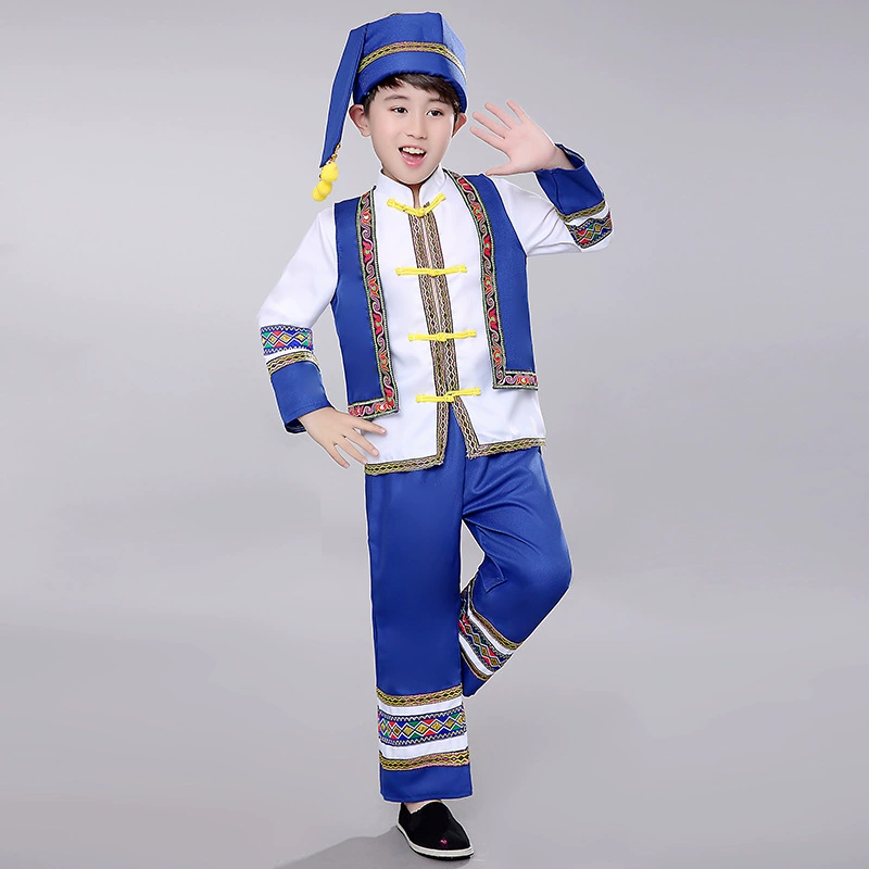 3 марта Чжуан одежда дети Мяо мальчиков и девочек одежда для выступлений меньшинства Гуанси одежда для танцевальных выступлений