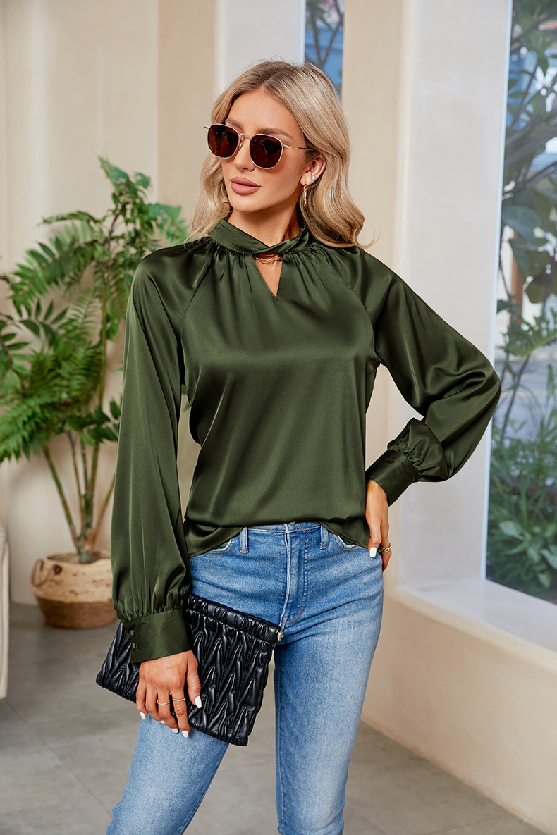 Women's Blouse Long Sleeve Blouses Elegant Solid Color display picture 1