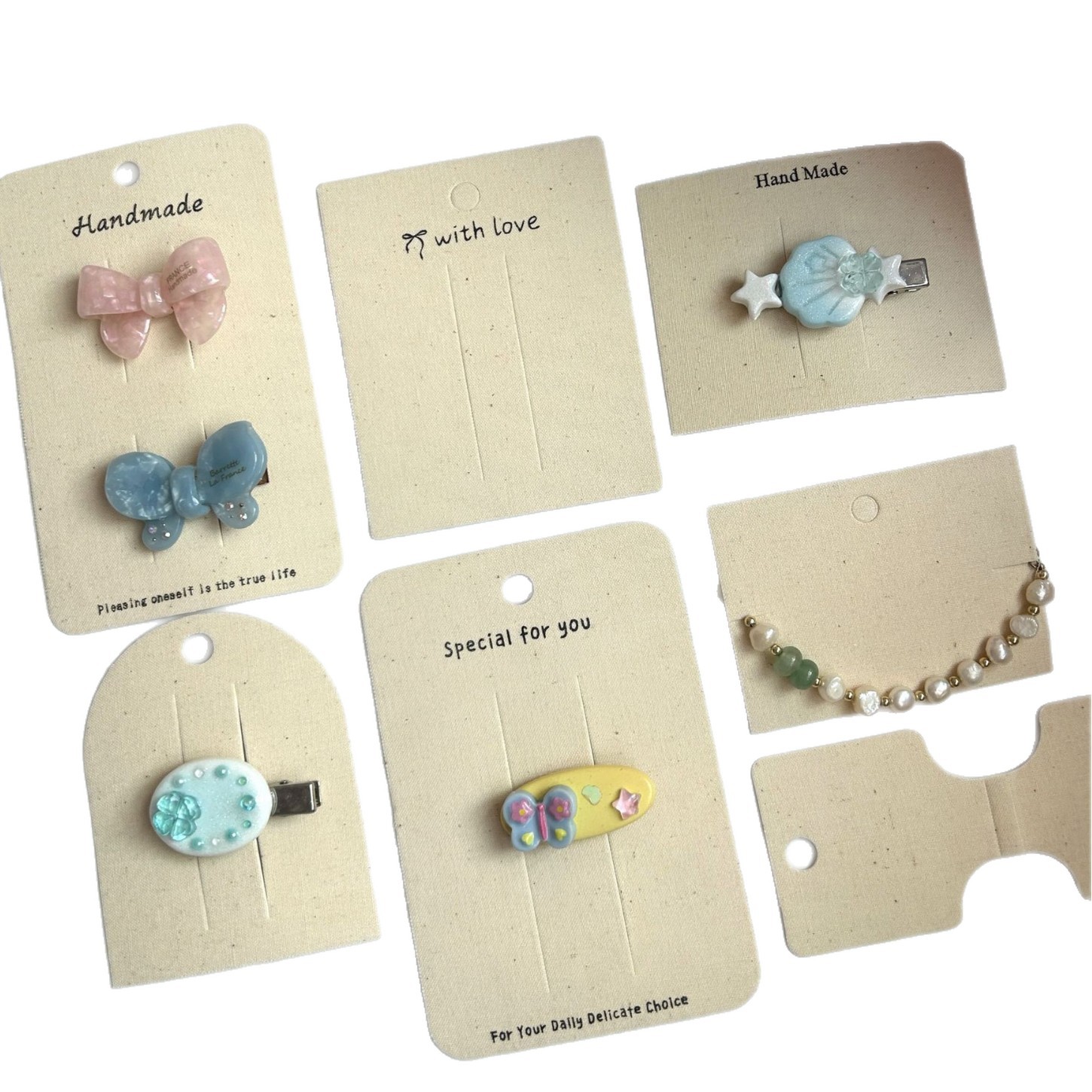 Tarjetas de Cartón para Exhibición de Accesorios de Cabello y Empaque de Joyas