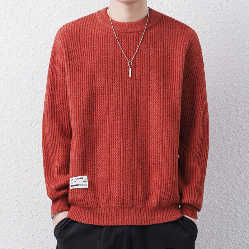 Suéter de Punto con Cuello Redondo a Rayas para Hombre de Poliéster, Transpirable, Térmico, para Invierno image 4