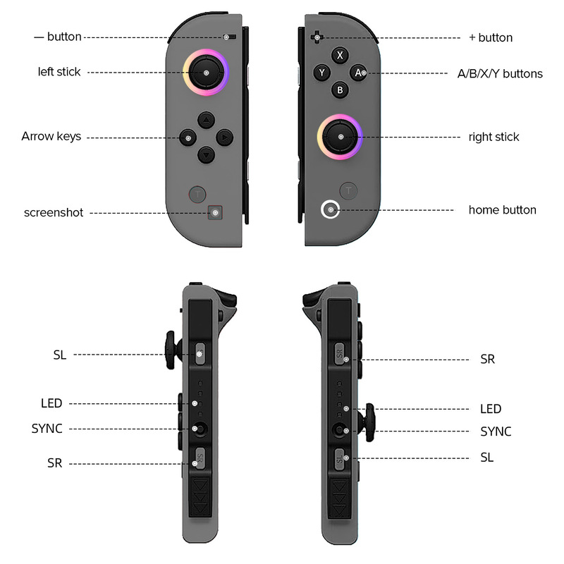 ジョイコンハンドル ns 左右ハンドル 6 軸振動体性感覚スイッチハンドルロッカー RGB 絞り JC172|undefined