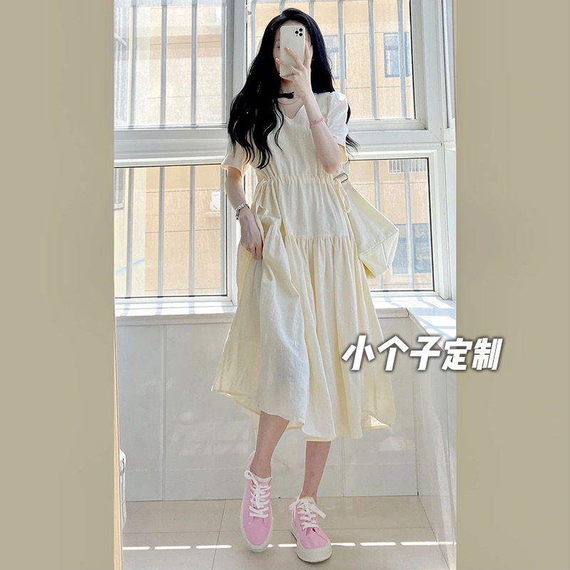 150 Short French Style Gentle dress Women's 145 Waist A Medium Long V-Neck Drawstring Xs High in Summer 150 Short French Style Gentle dress Women's 145 Waist A Medium Long V-Neck Drawstring Xs High in Summer
