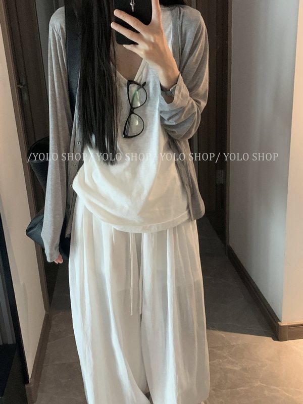 YOLOSHOP Clean fit松弛感休闲慵懒百搭基础针织开衫女夏防晒外套|undefined