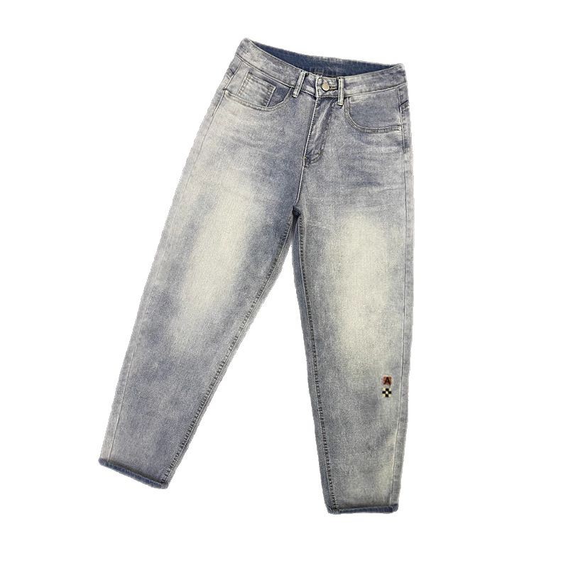 Spring And Autumn New Elastic Trendy Brand Straight Jeans Men's Slim Fit Versatile Casual Ankle-Length Pants_mkmklike.com