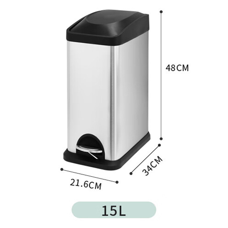 Cubo de basura silencioso con pedal para uso doméstico y comercial, con dos o tres compartimentos para la clasificación de residuos, adecuado para el hogar y la oficina, con pedal de descenso lento para la clasificación de residuos de forma ecológica.