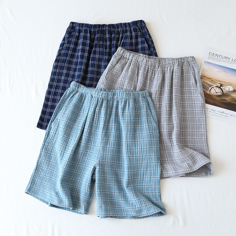 Double-plied Washed Crepe Shorts Couple's Cotton Double-layer Gauze Thin Beach Pants for Men and Women Outer-wearable Pajama Pants Double-plied Washed Crepe Shorts Couple's Cotton Double-layer Gauze Thin Beach Pants for Men and Women Outer-wearable Pajama Pants