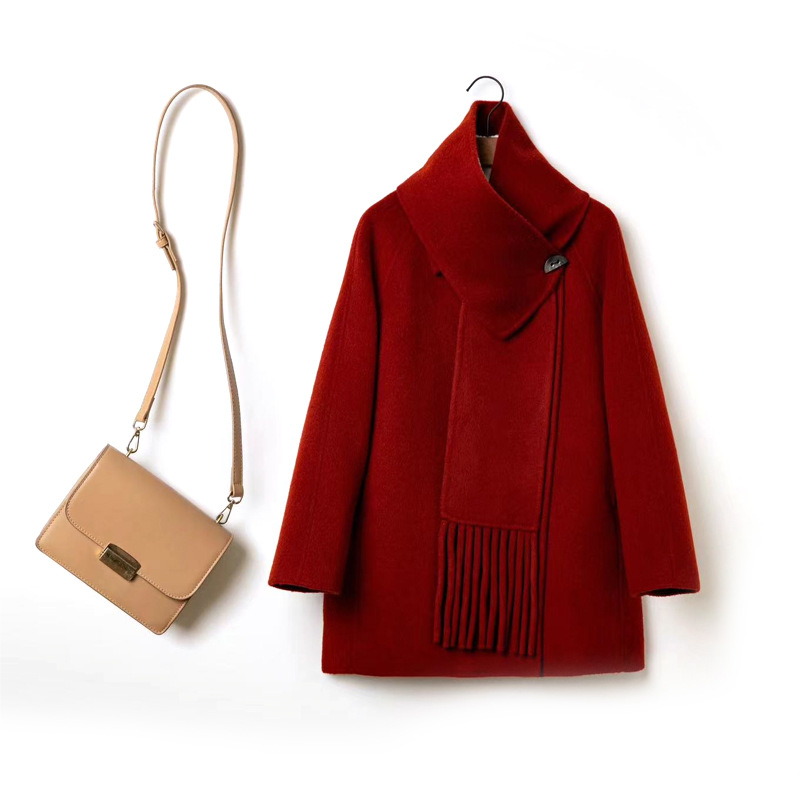 双面羊毛大衣女短款小香风a字版宽松百搭外套小个子羊绒毛呢外套