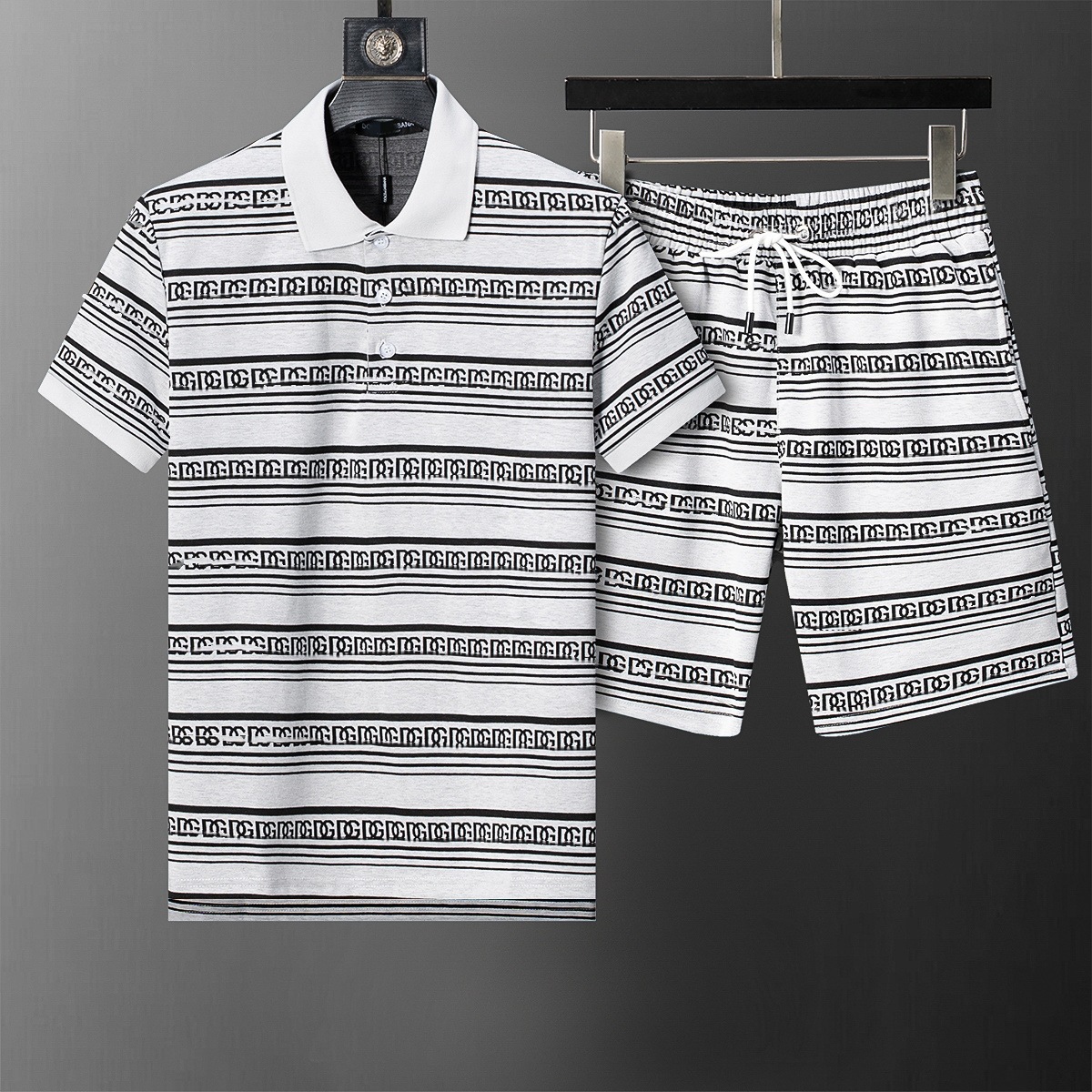 Cross-border versión correcta polo manga corta set de collar de verano clásico toalla de hombre bordado casual Europa y América explosión