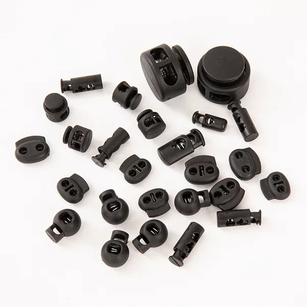 in stock spring buckle plastic single hole adjustable button hanging bell cap double hole round rope buckle black pig nose buckle