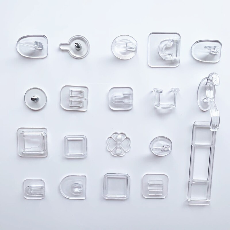 Nail-free Perforated Double Grasping Buckle Strong Adhesive Hook Shoe Rack Mother and Mother Buckle Storage Rack Traceless Hook Plastic Accessories Patch