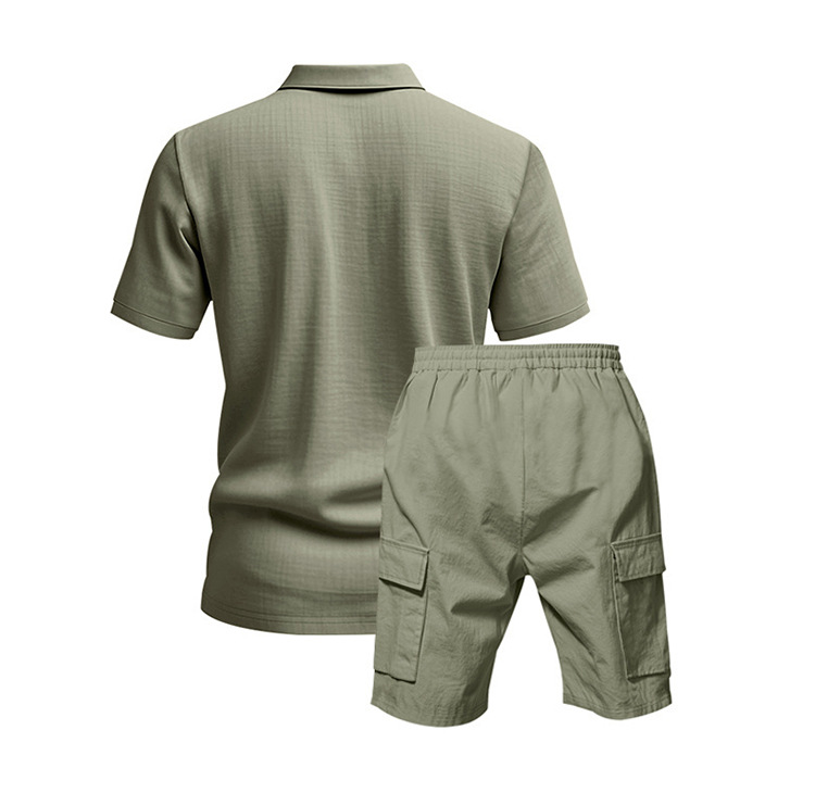 Men's Clothing Men's Summer Short Sleeved Casual Suit Style Outdoor Simple Linen Breathable Loose Fit Work Shorts_viptrois.com