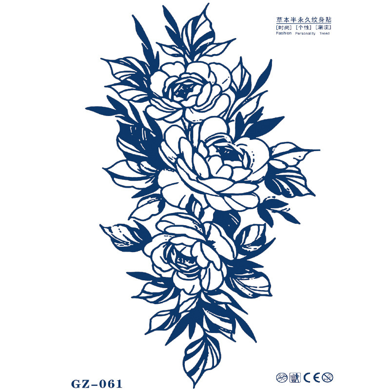 Flower Herbal Juice Temporary Tattoo Stickers Last for 1-2 Weeks, Waterproof and Long-Lasting Tattoo Stickers