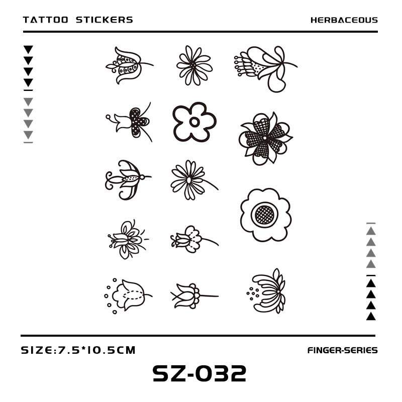 Floral and Herbal Tattoo Stickers, Creative Finger High-End Style, Realistic Finger Tattoo Design, Trendy Minimalist Stickers