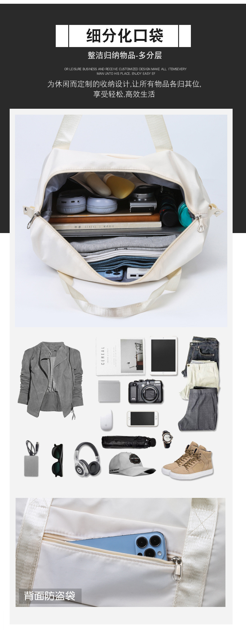 Extra large capacity travel bag, security lock universal wheeled maternity bag, short distance business trip airplane bag storage bag