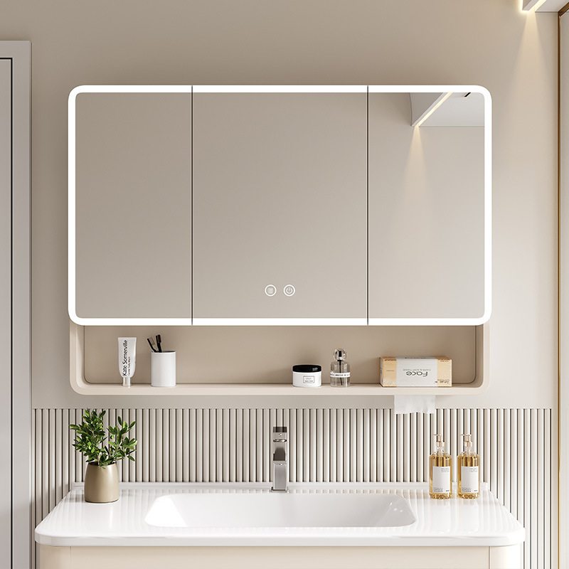 Space arc-shaped bathroom mirror smart mirror cabinet light storage cabinet bathroom wall-type storage vanity mirror tissue hole Space arc-shaped bathroom mirror smart mirror cabinet light storage cabinet bathroom wall-type storage vanity mirror tissue hole