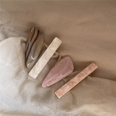 新款韓版個性髮夾 大理石百搭邊夾 鴨嘴夾時尚碎發一字夾發卡頭飾