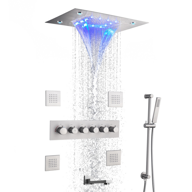 Ceiling recessed LED concealed shower suit bathroom luxury constant temperature shower shower full set Ceiling recessed LED concealed shower suit bathroom luxury constant temperature shower shower full set