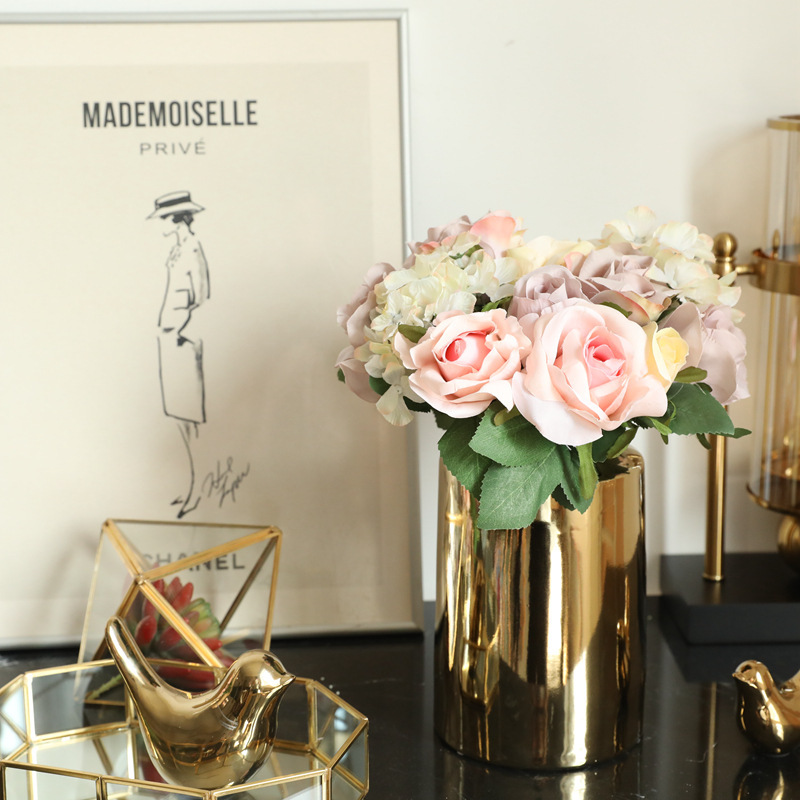 仿真花銷售批發 玫瑰彩色花束廠家家庭裝飾婚慶用品手捧花GF12510